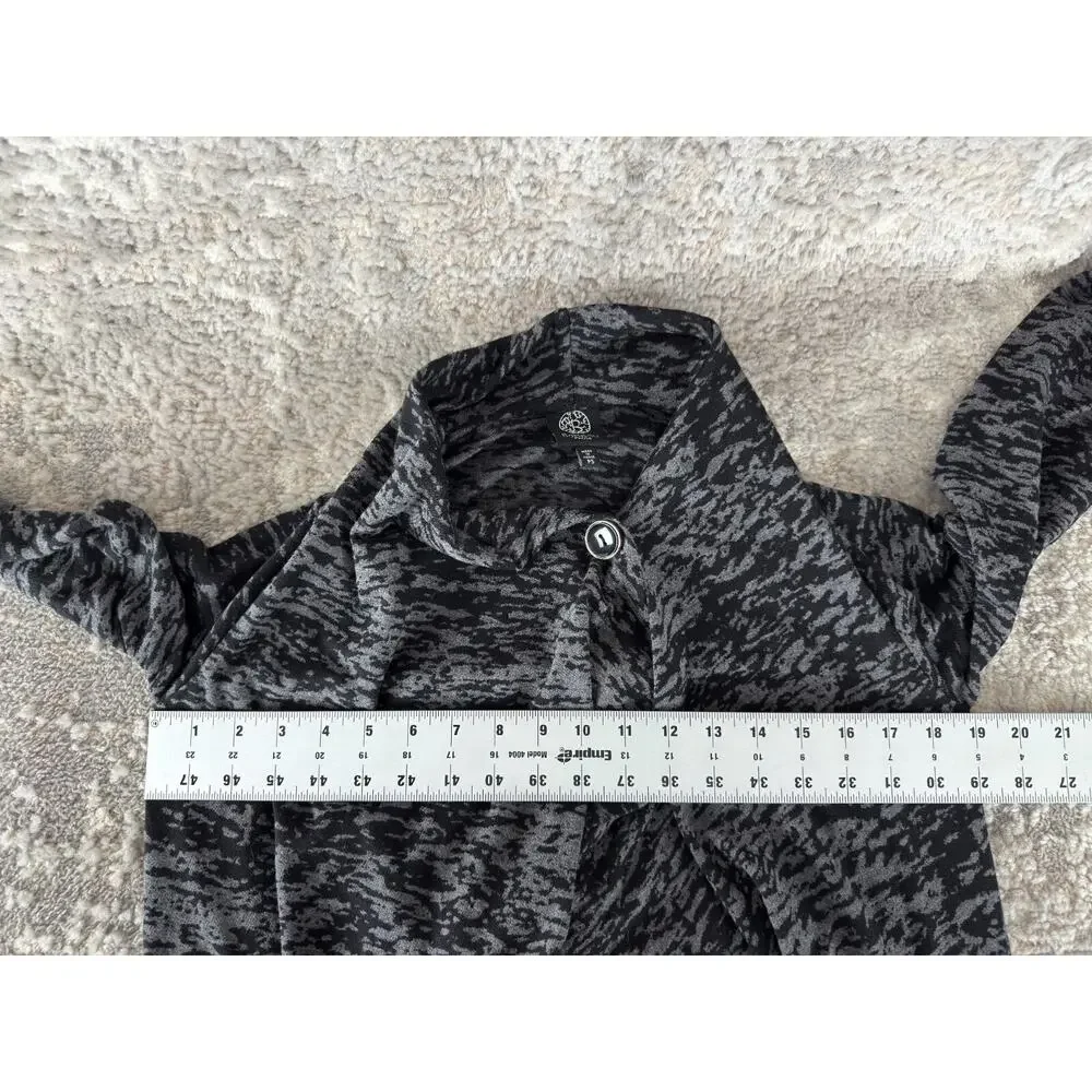 Bobeau Petite Size Sp Abstract Button Cardigan Sweater Gray‎ Long Sleeve